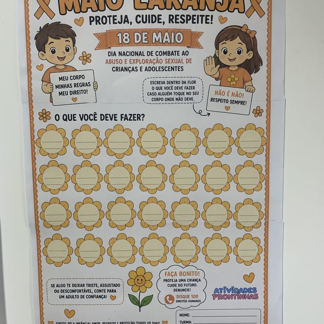 Cartaz Interativo Maio Laranja – Proteja, Cuide, Respeite!