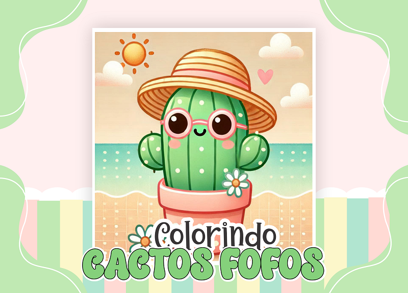 Livro de Colorir  Cactos Fofos em pdf