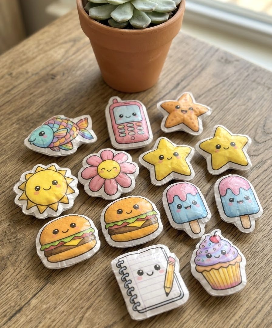 30 Squishies pequenos + Cartaz + Passo a Passo